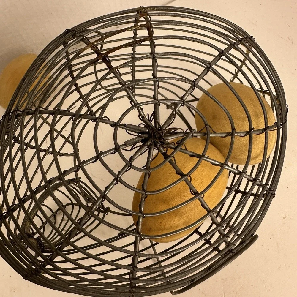 VTG Wire Egg Basket Hen Chicken Bird Metal Handles Farm Homestead 7